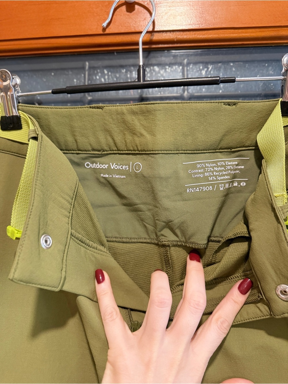 Outdoor Voices RecTrek Zip-Off Convertible Cargo Hiking Pants Olive Women L NWT - Picture 11 of 16